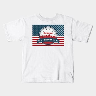 Retro Henderson Nevada American Flag Kids T-Shirt